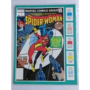 Rare Vintage 1980 Marvel Comics Style Guide: Spider-Woman #1 Cover Color Proof